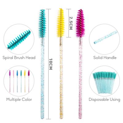 China Crystal Eyelash Makeup Brush Handle Disposable Eyelash Makeup Tool Lash Brush Natural /Soft Style New for sale