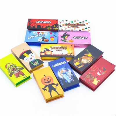 China Halloween Eyelash Box Lash Boxes Packaging Bulk With Paper Trays Eyelash Packaging Wholesale Custom Logo for sale