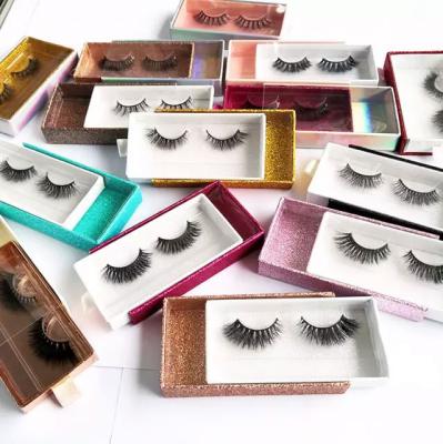 China Best Nature 100% Fluffy Black Fluffy Natural Custom 3d Silk Mink Vegan Eyelashes With Private Label for sale