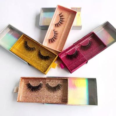 China Double 3D Fluffy Silk Faux Mink Eyelashes 25mm Lashes Vendor Box Packing 3d Faux Mink Eyelashes for sale