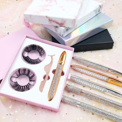 China Wholesale Natural Paper Mink Eyelash Vendor Customized Boxes 3d Full Strip Lashes Eye Packaging Lashes Set With Tweezers Eyeliner for sale