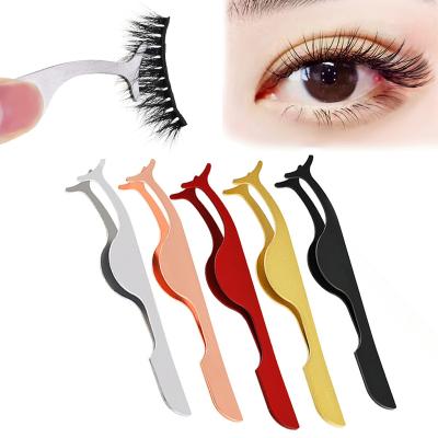 China Beauty Care Makeup Tools Accept Customized Logo Printing False Eyelash Tool Eyelash Extension Tweezers Rounded Tip Tweezer Lash for sale