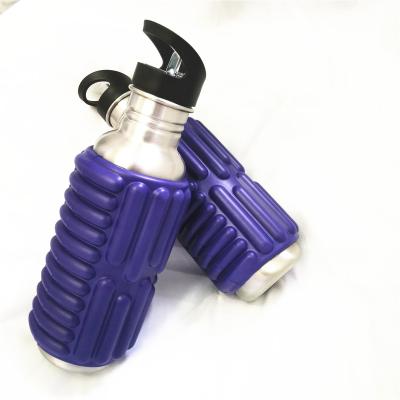 China Sustainable PVC Sports Water Bottle Cup Stainless Steel Water Bottle With Foam Roller for sale