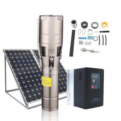 China MPPT Solar Pump 8 FLA Ac& dc subersible solar water pump solar pump kit complete with main panels 100m solar pump for deep well ac dc submersible solar water pump system for irrigation for sale