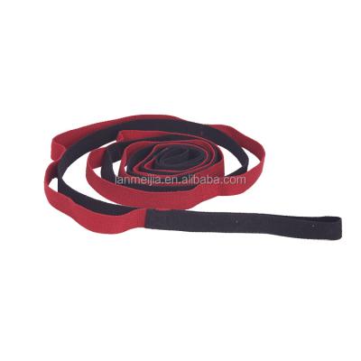 China Factory supply custom high quality personal high logo 10 buckles pink elasticity yoga strap for stretching yoga belt customized for sale