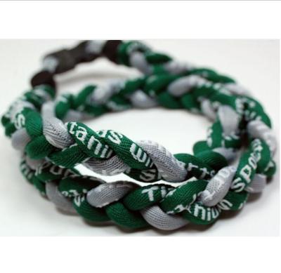 China Wholesale Braided Green Casual/Sporty Gray Baseball Necklace Titanium Rope Green Braided Sport 3 Rope Necklace for sale