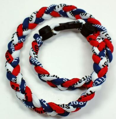 China Wholesale Baseball Sport 3 Braided Rope Necklace Braided Casual/Sporty Red White Blue Titanium Rope Necklace for sale