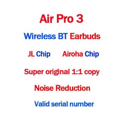 China Hot Selling Tws In-Ear Pro 3 Air 3 Air Abs Material 15m Airoha 1562A Wireless Earphone Earbuds for sale