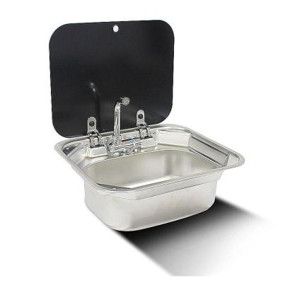 China SS304 Stainless Steel 304 Single Bowl Tempered Glass Above Portable Camper Motorhome Caravan RV Kitchen Sink for sale