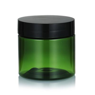 China Wholesales cosmetics like empty storage container 50ml pet green plastic jar color with plastic lid for sale