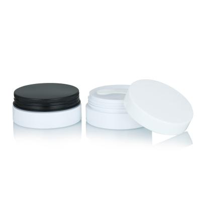 China Good quality cosmetic skin care balm empty cleansing packaging 50ml white PET plastic jar with lid for sale