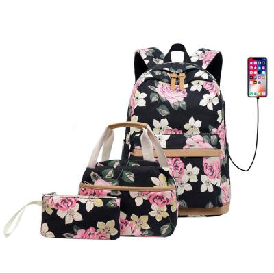 China With NEW USB Female Canvas Sport Climbing Travel Hiking Daypack Backpack With USB Charging Port for sale