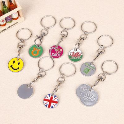 China Custom Metal Euro Shopping Trolley Trolley Coin Holder Key Chain Coin Token Keychain for sale