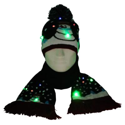 China Long MOQ Didn't Led Winter Knitted Scarf And Hat Set for sale