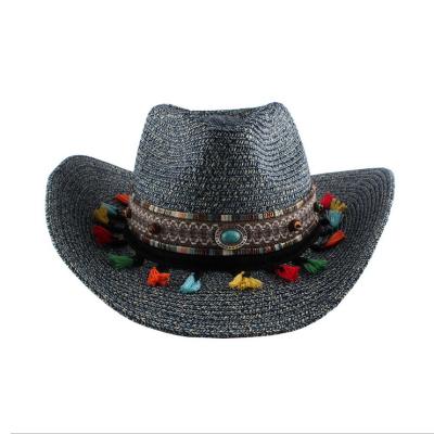 China 2021 Summer Panama Sunvisor Beach Sombreros Wide Brim Paper Straw Hats With Accessories for sale