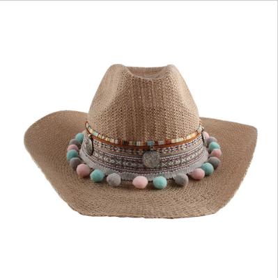 China 2021 Summer Panama Sunvisor Beach Sombreros Wide Brim Paper Straw Hats With Accessories for sale