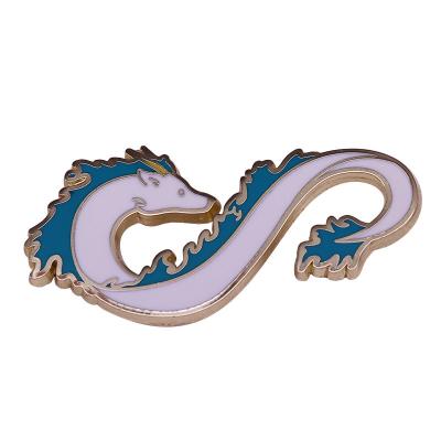 China Custom high quality white dragon haku enamel lapel pins from Europe for sale