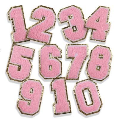 China Handmade Wholesale T Shirt Letter And Number Towel Patches Embroidery Patch for sale