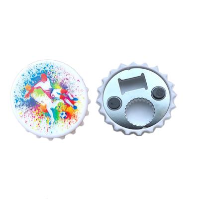 China For Beer Fridge Custom Round Magnet Plastic Cap Shaped Opener for sale