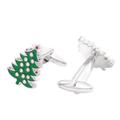 China Eco-Friendly Custom Luxury Mens Christmas Cufflinks Vintage Silver Tree Cufflinks For Men for sale