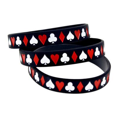 China Eco - Friendly Custom Made Custom Poker Silicon Wrist Bands Silicon Wristband for sale