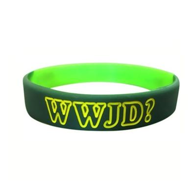 China Eco-friendly custom wwjd silicone rubber sport wristbands for sale