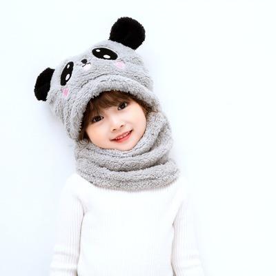 China COMMON Winter Knit Children Hat Plus Fleece Kids Caps Cartoon Hat For Girls Boys Scarf Thicken Hat for sale