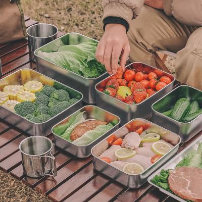 China Sustainable Outdoor Camping 304 Stainless Steel Lunch Box Food Airtight Crisper for sale