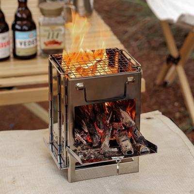 China Easily Assembled Portable Stainless Steel Outdoor Home Camping Charcoal Grill Camping Equipment Wood Stove for sale