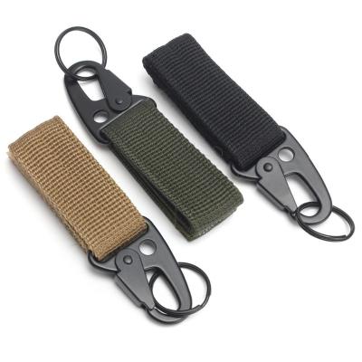 China Retro Noise Charm Buckle Carabiner Backpack Hanging Hook Strap Equipment Outdoor Tactical Nylon Hook Key Ring for sale