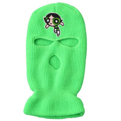 China Custom Hole Balaclava Ski Mask Knitted Hat Wholesale Logo Three 3 JOINT Full Face Cover for sale