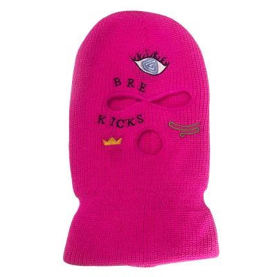 China COMMON Unisex Custom Balaclava Mask Multi Color Embroidered Wool Quality Three Hole Original Hat Full Face Knitted Cover Ski Mask for sale