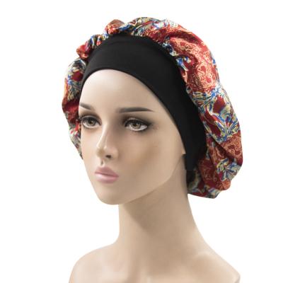 China Picture Ready To Ship Custom Designer Bonnets And Durags Womens Hair Bonnet Wildwood Satin Silk Bonnets for sale