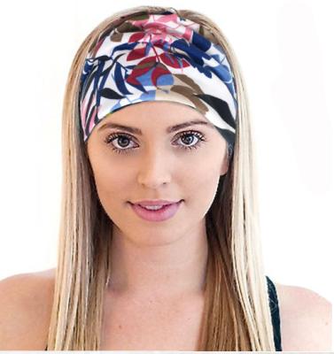 China New Custom Made Polyester Fashion Hair Accessories Circle Women Print Bandana Wide Color Headband Ins Butterfly Elastic Headband for sale