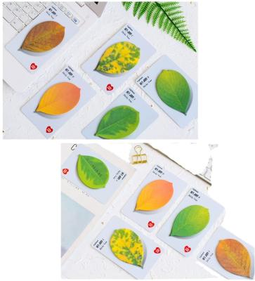 China Simplicity Wholesale High Quality Pastel Sticky Note Stickers Leaf Shaped Sticky Combination of Notes for sale