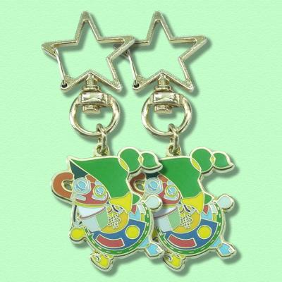 China Europe No Min Enamel Custom Hard Metal Gold Plating Key Chains With Star Shaped Keyring for sale