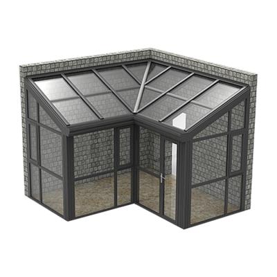 China Modern Glass Sunroom Aluminum Alloy Frame With Lowe Glass Roof Room Home Glass Conservatory for sale