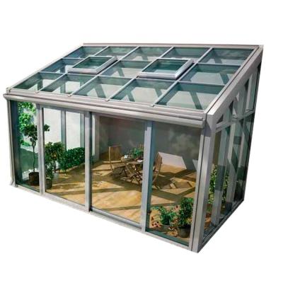 China Fashionable european oblique conservative lowe roof sunroom glass sunroom glass conservatory with aluminum alloy frame for lving for sale