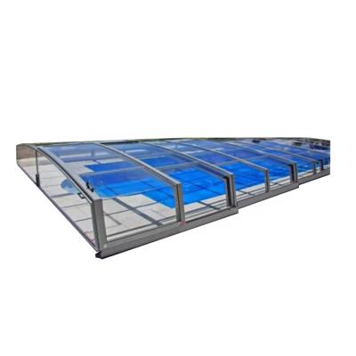 China Low Line Angle Swimming Pool Cover Automatic Waterproof Aluminum Alloy+PC Sheet Aluminum Enclosures for sale