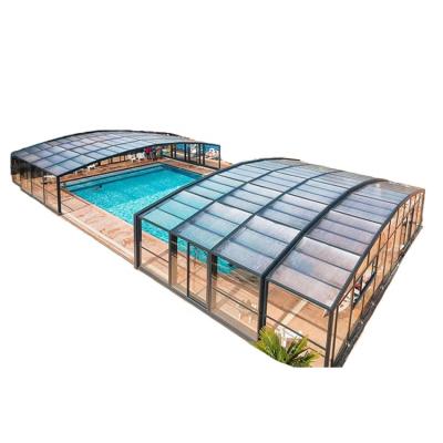 China Low Line Customized Pool Cover Retractable Swimming Pool Fence Swimming Pools Custom Build Transparent Retractable Swim Pool Cover for sale