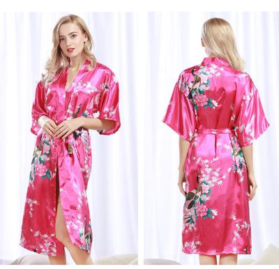 China QUICK DRY New Arrive Luxury Sexy Women's Long Silk Sleep Robes Sleepwear Set Silk Pajamas for sale