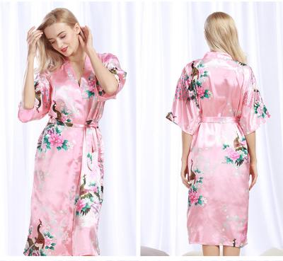 China QUICK DRY silk pajamas new arrive luxury sexy women's sleepwear long silk robe sleep robes set for sale