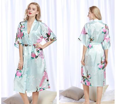 China QUICK DRY silk pajamas new arrive luxury sexy women's long sleep robes silk sleepwear set for sale