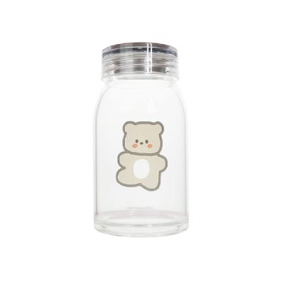 China 460ml Travel Sustainable Clear Glass Cup Direct Drinking Water Bottle With Lid For Coffee Hot Water for sale