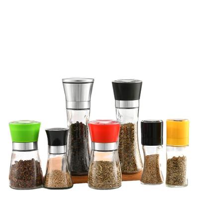 China Viable Wholesale Adjustable Salt and Pepper Grinder Set Bulk Spice Grinder Glass Bottle for sale