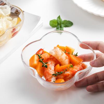 China Wholesale High Quality Viable Shape Glass Clover Petal Salad Pickles Small Fruit Bowl For Home Restaurant for sale