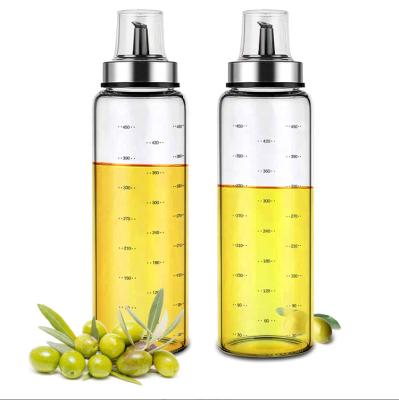 China Household Kitchen Restaurant Ware 500ml Cooking Oil Bottle With Measuring Olive Oil Dispenser Bottle 17oz With Pour Spout for sale