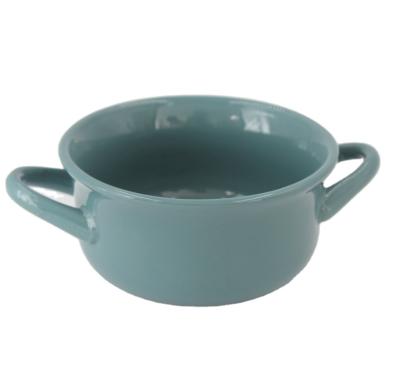 China Sustainable 20 oz Glazed Soup Bowls with Handled Ceramic Soup Bowl for Cereal Stew Chill for sale