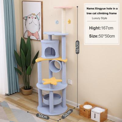 China Stocked on Wholesale Pet Toy Cat Climber Tree Stuffed Plush Home Tower OEM Cat Tree Sratcher Toys Current Design Hot Sale Manufacturer for sale