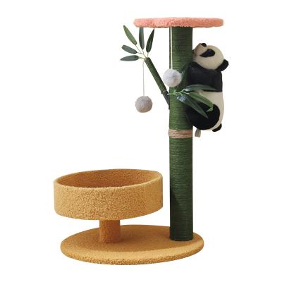 China Post Funny Grinding Post Cat Sisal Scratching Post Cat Lovely Panda Bamboo Design Cat Scratching Post Small Claw Scratching Hot Sale Viable for sale